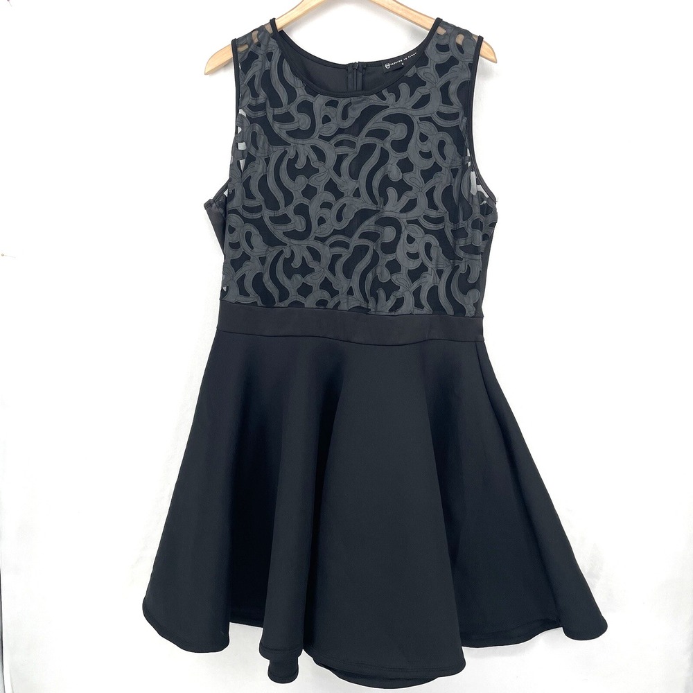 Fashion To Figure Dress Size‎ 2X Sleeveless See Through Mesh Bodice Flare Black